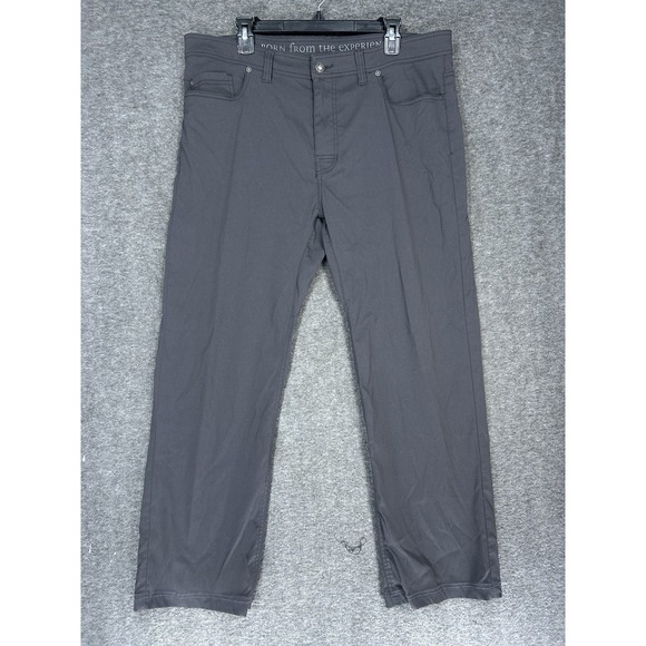 Prana Brion Pants Mens 38x30 (Tag 38x32) Gray Slim Fit Stretch Hiking - Picture 1 of 11